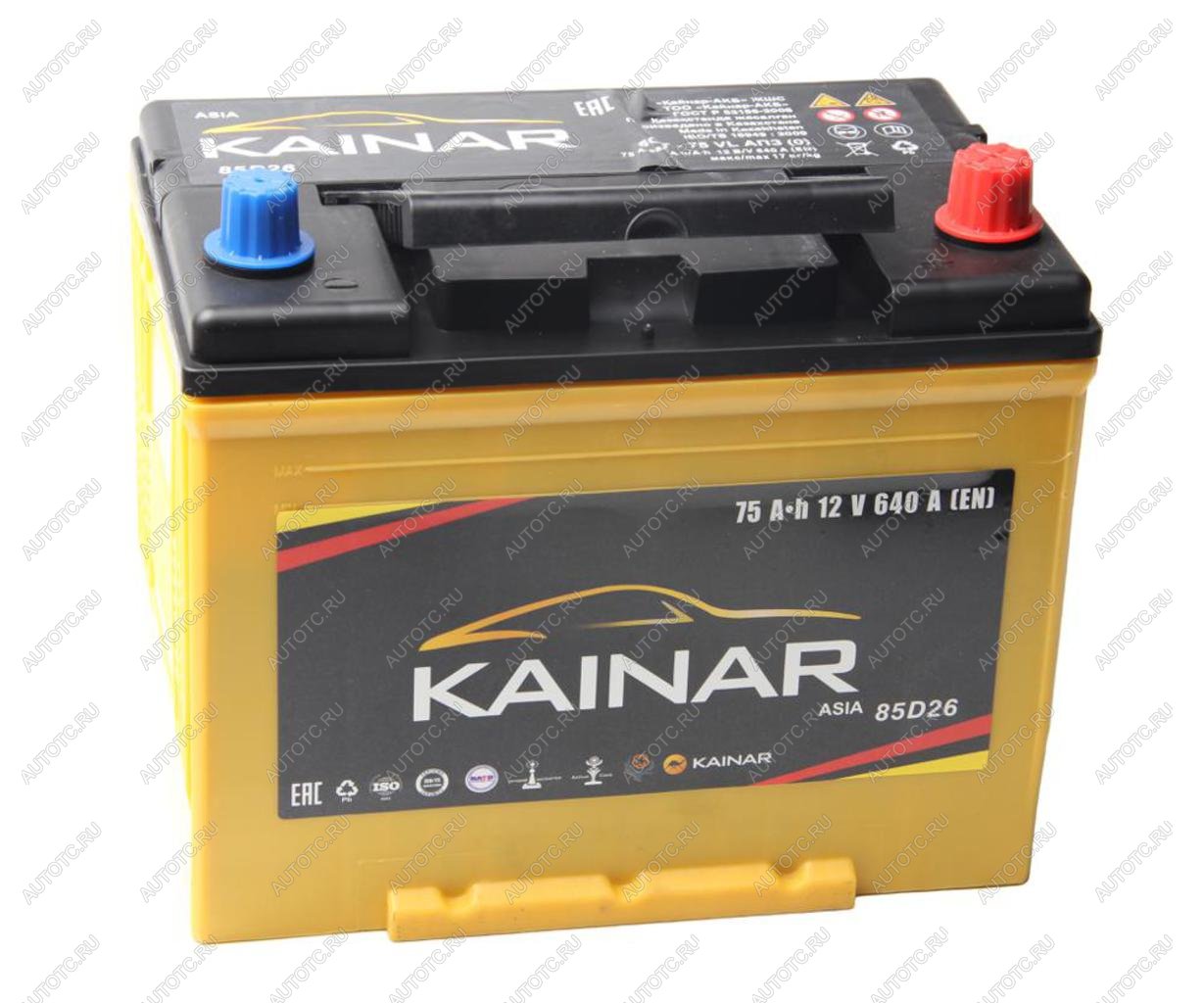 9 499 р. Аккумулятор KAINAR Asia 75Ач обратная полярность KAINAR 6ст75(0) 85d26l  с доставкой в г. Пермь