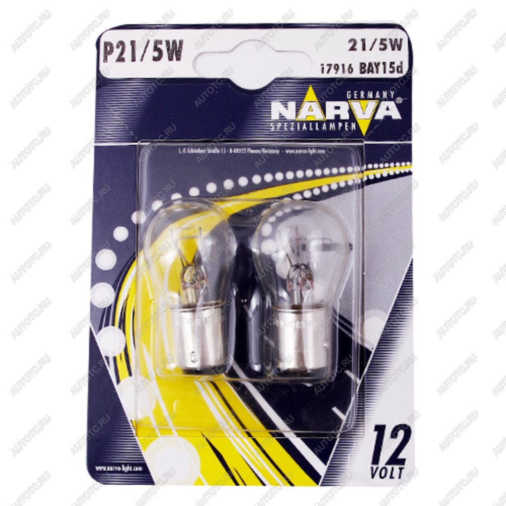 162 р. Лампа 12V P215W BAY15d блистер (2шт.) NARVA NARVA 179164000  с доставкой в г. Пермь