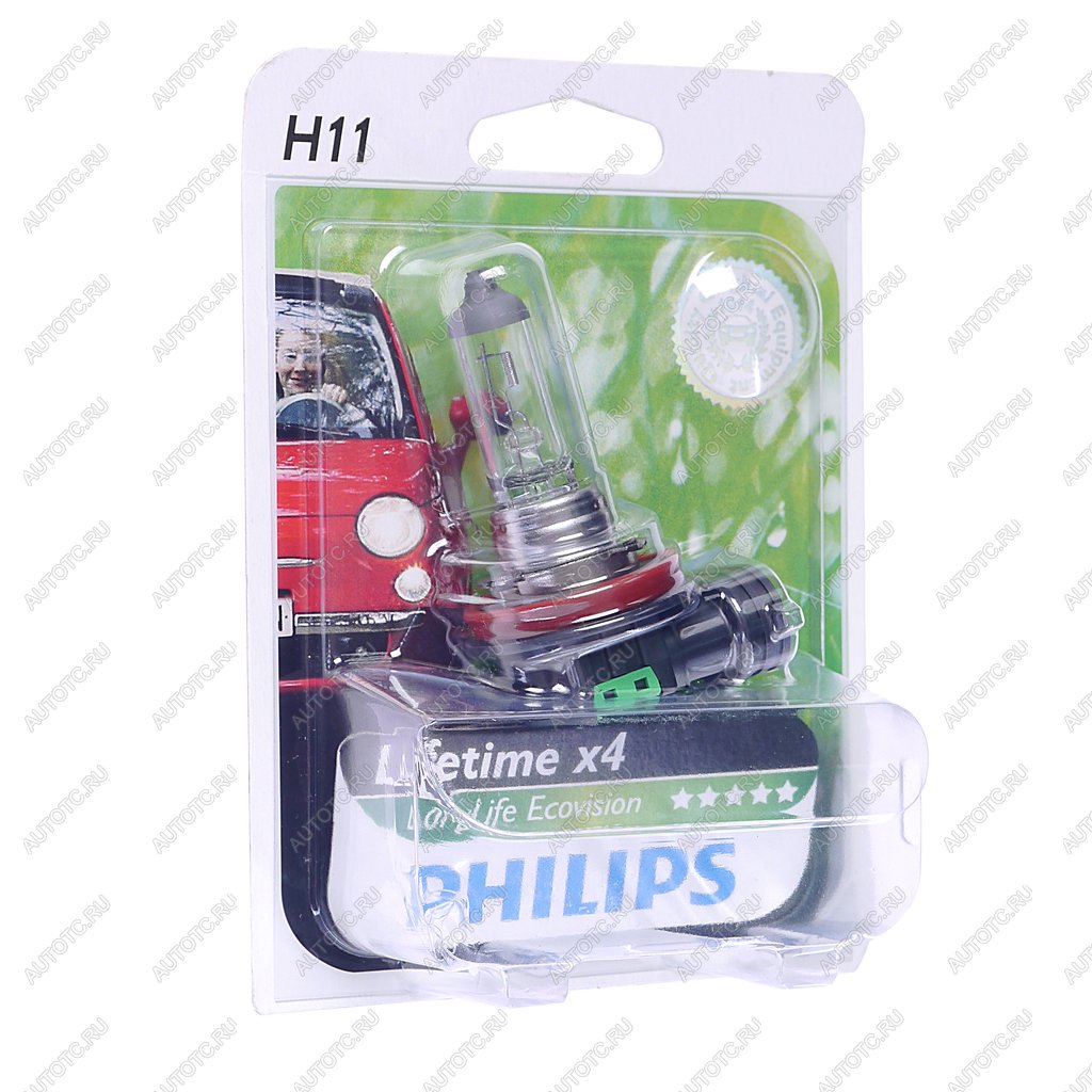 1 329 р. Лампа 12V H11 55W PGJ19-2 блистер (1шт.) Long Life Eco Vision PHILIPS PHILIPS 12362llecob1  с доставкой в г. Пермь
