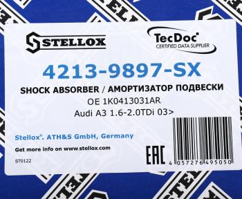 4 699 р. Амортизатор VW Golf 5,6,Passat AUDI A3 SKODA Octavia,Yeti передний левыйправый (d=50мм) STELLOX STELLOX 4213-9897-sx  с доставкой в г. Пермь. Увеличить фотографию 4