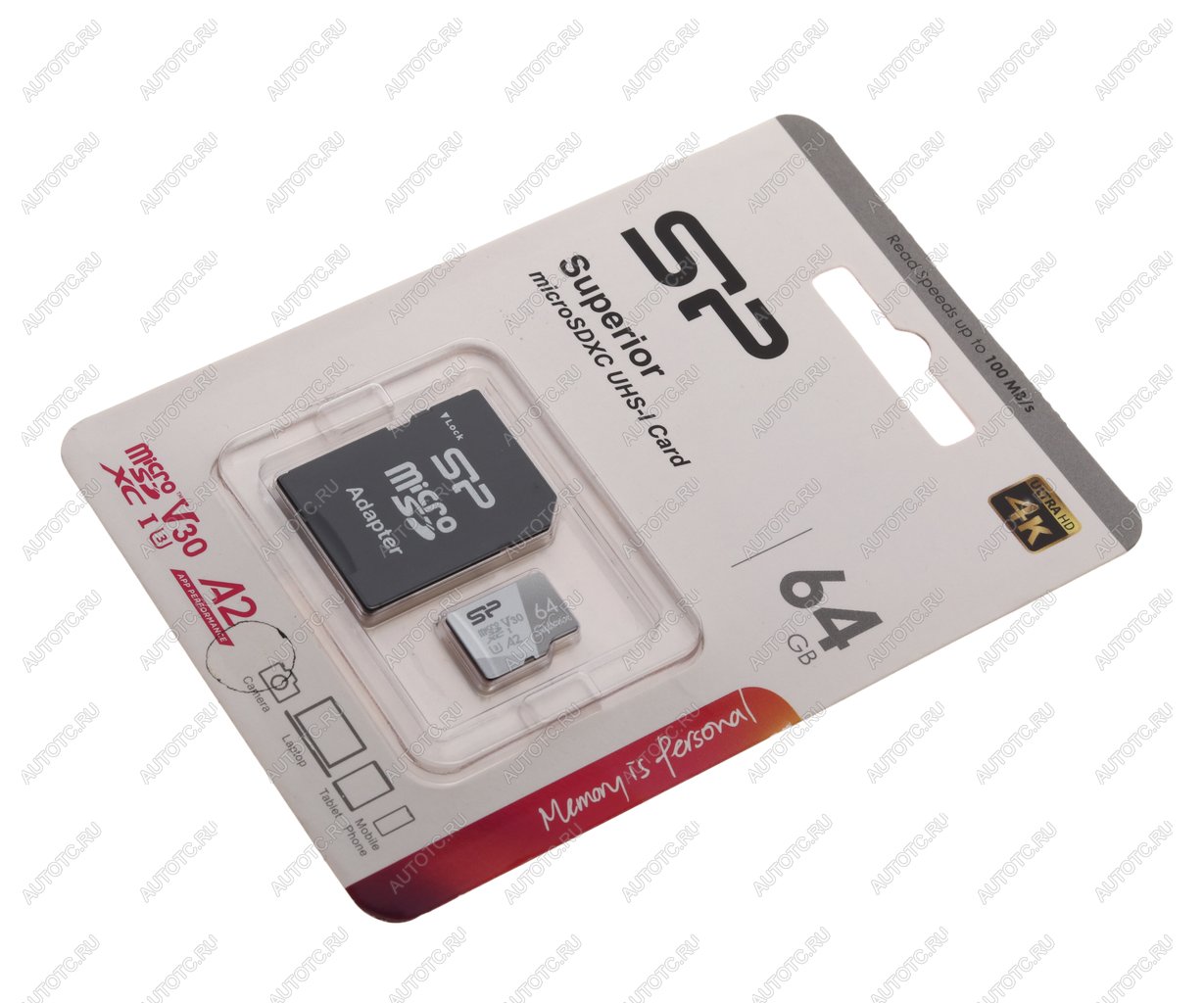 549 р. Карта памяти 64GB MicroSD class 10 + SD адаптер SILICON POWER SILICON POWER sp064gbstxda2v20sp  с доставкой в г. Пермь
