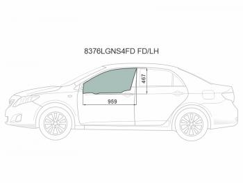 2 789 р. Стекло боковое опускное (Спереди Слева Цвет зеленый Крепления) Toyota Corolla (E150) 06-13  Coro XYG 8376LGNS4FD FD/LH  с доставкой в г. Пермь. Увеличить фотографию 1