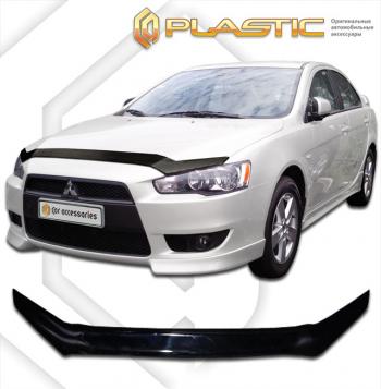 2 099 р. Дефлектор капота CA-Plastic Mitsubishi Lancer 10 CY седан дорестайлинг (2007-2010) (серия Classic черный)  с доставкой в г. Пермь. Увеличить фотографию 2