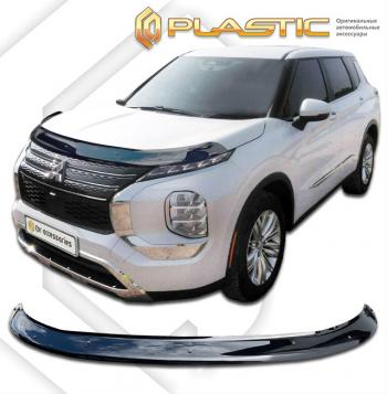 3 099 р. Дефлектор капота CA-Plastic exclusive Mitsubishi Outlander GF 3-ий рестайлинг (2018-2022) (серия Classic черный)  с доставкой в г. Пермь. Увеличить фотографию 2