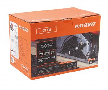 4 999 р. Пила циркулярная 1200Вт 185мм 5500обмин. PATRIOT PATRIOT cs 181  с доставкой в г. Пермь. Увеличить фотографию 6
