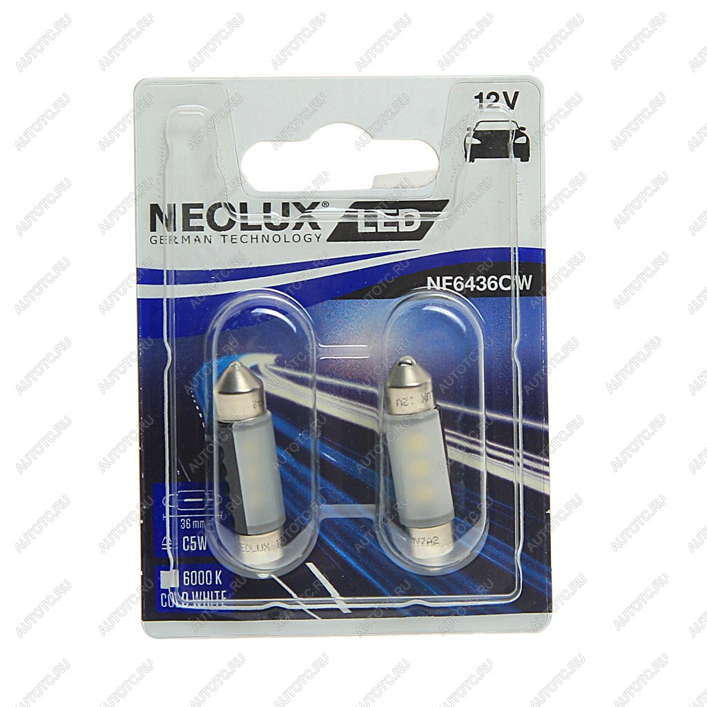 699 р. Лампа светодиодная 12V C5W SV8.5-8 36мм 6000K 25лм блистер (2шт.) LED Cold White NEOLUX NEOLUX nf6436cw-02b  с доставкой в г. Пермь