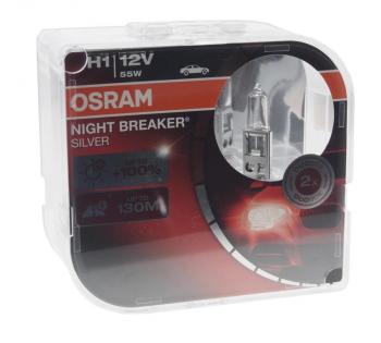 1 089 р. Лампа 12V H1 55W P14.5s +100% бокс (2шт.) Night Breaker Silver OSRAM OSRAM 64150nbs-hcb  с доставкой в г. Пермь. Увеличить фотографию 1
