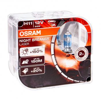 3 199 р. Лампа 12V H11 55W PGJ19-2 +150% 3750K бокс (2шт.) Night Breaker Laser OSRAM OSRAM 64211nl-hcb  с доставкой в г. Пермь. Увеличить фотографию 1