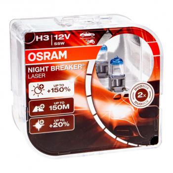 2 099 р. Лампа 12V H3 55W PK22s +150% 3400K бокс (2шт.) Night Breaker Laser OSRAM OSRAM 64151nl-hcb  с доставкой в г. Пермь. Увеличить фотографию 1