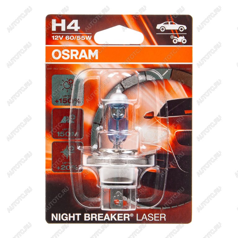 1 369 р. Лампа 12V H4 6055W P43t +150% 4050K блистер (1шт.) Night Breaker Laser OSRAM OSRAM 64193nl-01b  с доставкой в г. Пермь