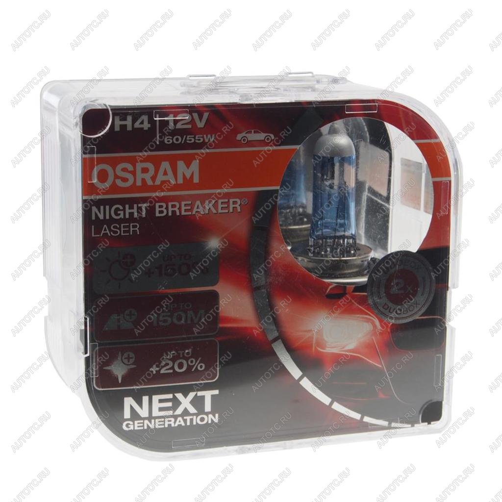 2 599 р. Лампа 12V H4 6055W P43t +150% 4050K бокс (2шт.) Night Breaker Laser OSRAM OSRAM 64193nl-hcb  с доставкой в г. Пермь