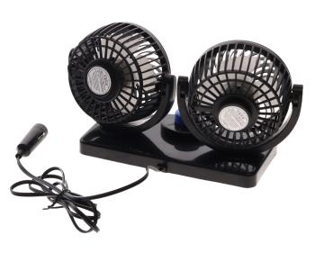 999 р. Вентилятор в салон 12V двойной на платформе черный BRAIN POWER BRAIN POWER rg-1688  с доставкой в г. Пермь. Увеличить фотографию 2