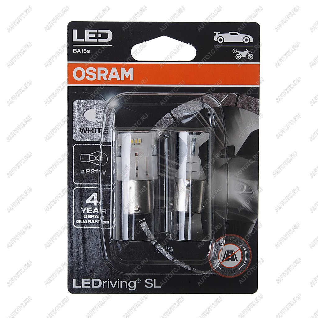1 949 р. Лампа светодиодная 12V P21W BA15s 6000K блистер (2шт.) LEDriving SL OSRAM OSRAM 7506dwp-02b  с доставкой в г. Пермь