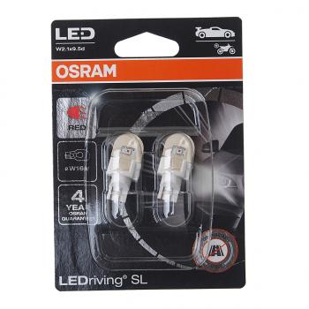 2 299 р. Лампа светодиодная 12V W16W W2.1x9.5d блистер (2шт.) LEDriving SL Red OSRAM OSRAM 921drp-02b  с доставкой в г. Пермь. Увеличить фотографию 1