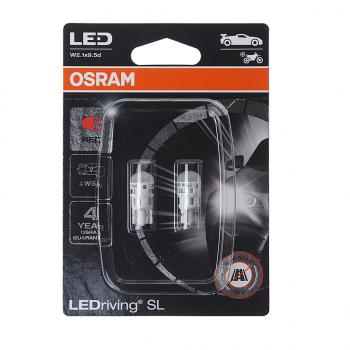 1 249 р. Лампа светодиодная 12V W5W T10 W2.1x9.5d блистер (2шт.) LEDriving SL Red OSRAM OSRAM 2825drp-02b  с доставкой в г. Пермь. Увеличить фотографию 1