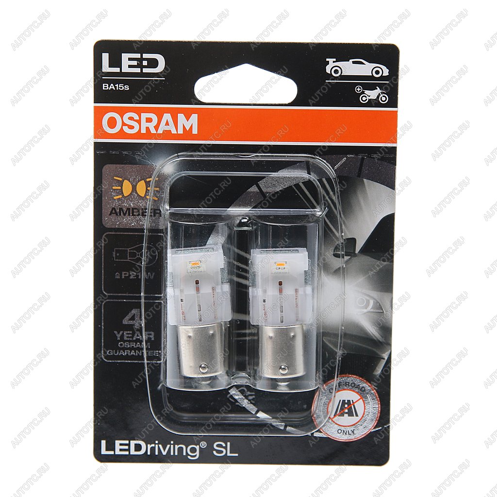 2 089 р. Лампа светодиодная 12V PY21W BA15s блистер (2шт.) LEDriving SL Yellow OSRAM OSRAM 7506dyp-02b  с доставкой в г. Пермь