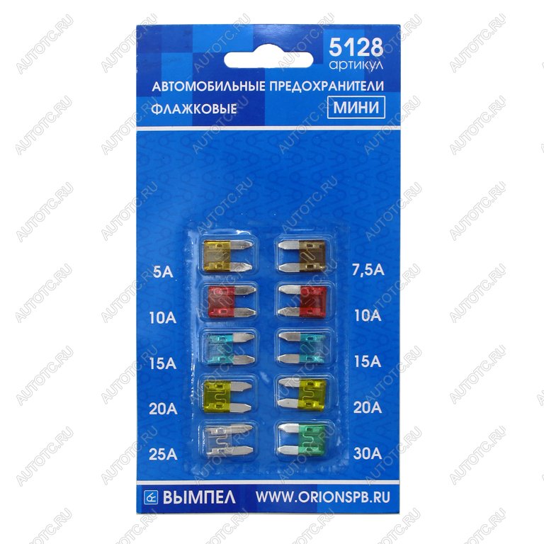 96 р. Предохранитель 5-30A флажковый MINI комплект 10шт. ВЫМПЕЛ ОРИОН 5128  с доставкой в г. Пермь