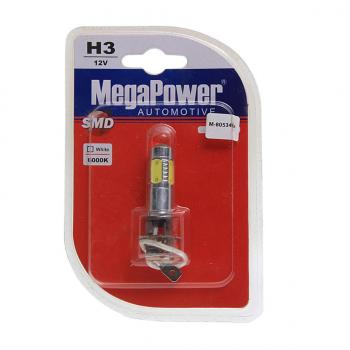 699 р. Лампа светодиодная 12V H3 PK22s 6000K 5 светодиодов блистер (1шт.) Mega White MEGAPOWER MEGAPOWER-AUTOMOTIVE 80534бл  с доставкой в г. Пермь. Увеличить фотографию 1