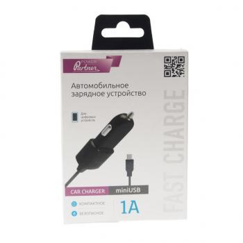 233 р. Устройство зарядное в прикуриватель 12V 1A встроенный кабель mini USB PARTNER PARTNER prt-028252  с доставкой в г. Пермь. Увеличить фотографию 2