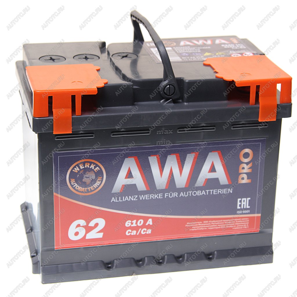 8 549 р. Аккумулятор AWA PRO 62Ач обратная полярность AWA 6ст62(0)  с доставкой в г. Пермь