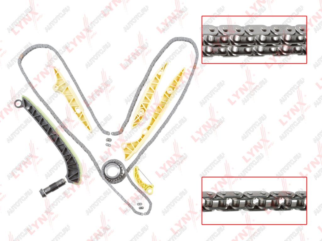 24 749 р. Комплект цепи ГРМ MERCEDES C (W203) (2 цепи+башмак натяж+3 успокоит+2 натяж+1 звезда) LYNX LYNX tk0123  с доставкой в г. Пермь