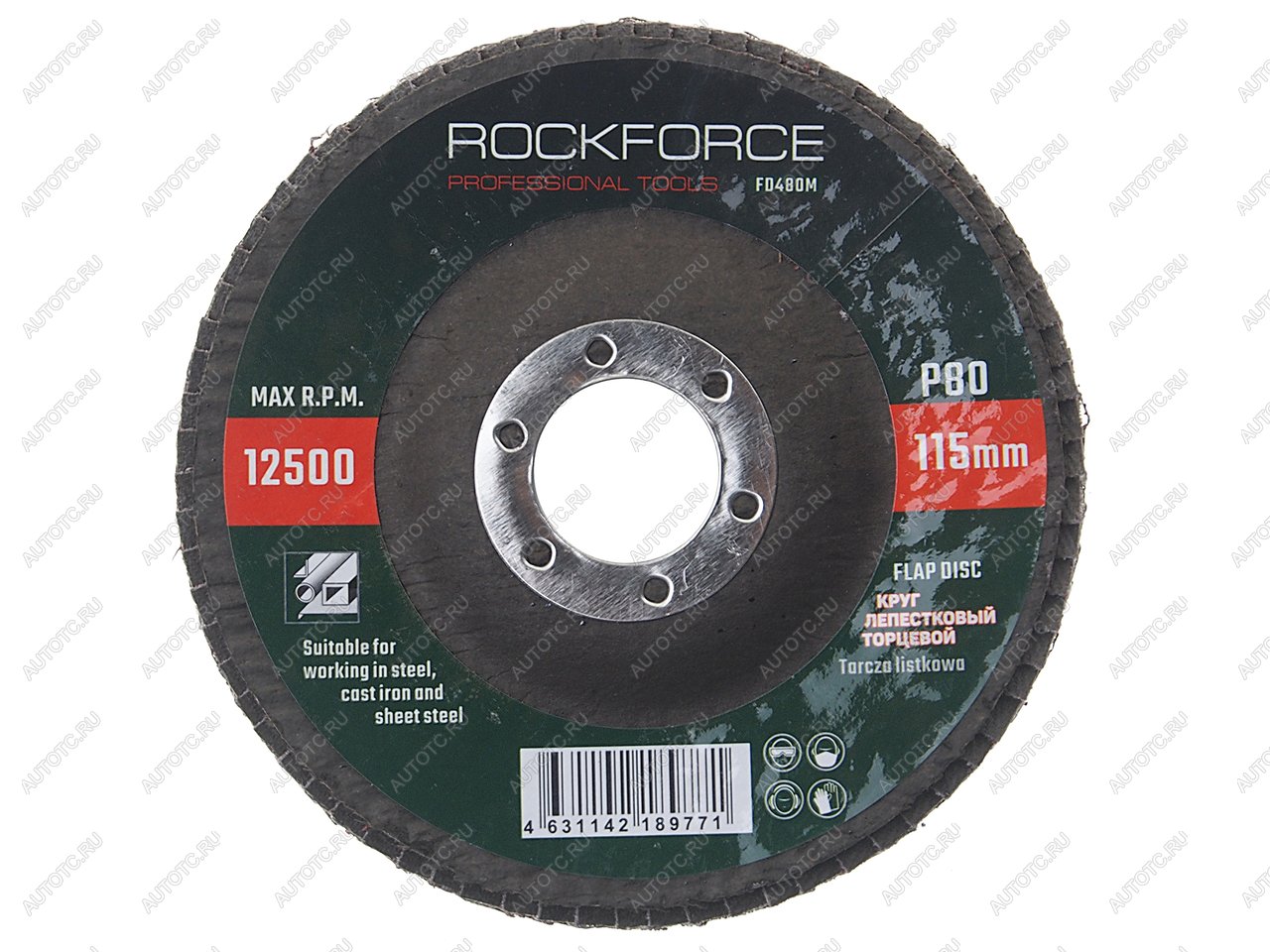 152 р. Круг лепестковый торцевой 115х22мм P80 ROCKFORCE ROCKFORCE rf-fd480m  с доставкой в г. Пермь
