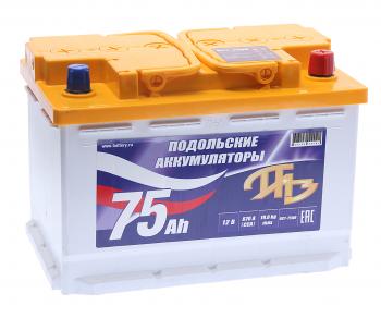 6 999 р. Аккумулятор ПОДОЛЬСК 75Ач обратная полярность ПОДОЛЬСК 6ст75(0)  с доставкой в г. Пермь. Увеличить фотографию 1