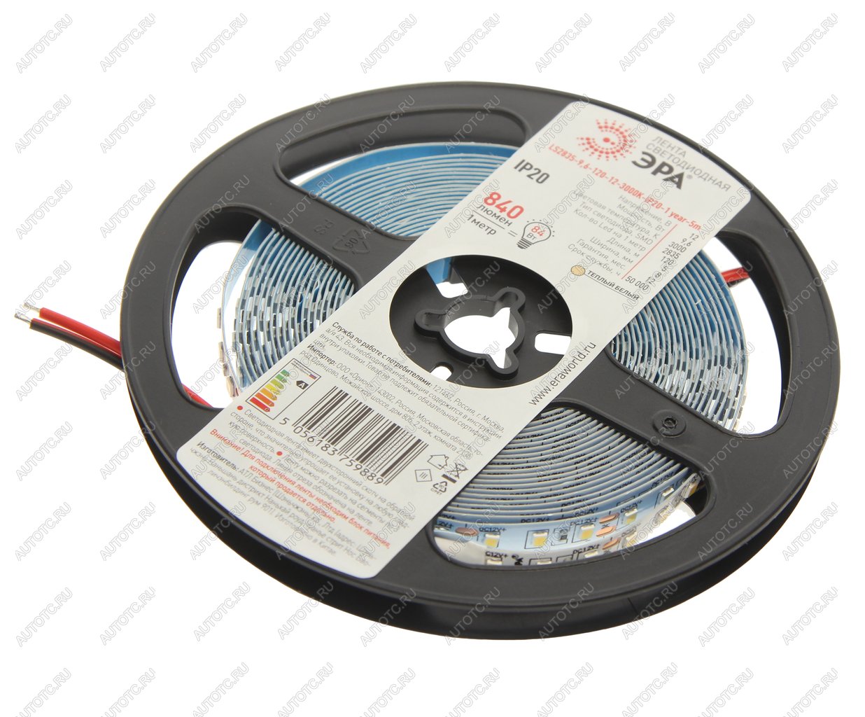 569 р. Лента светодиодная гибкая 9.6W 5м IP20 12V теплый белый ЭРА ЭРА ls2835 -9,6-120-12-3000k-ip20  с доставкой в г. Пермь