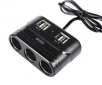 889 р. Разветвитель прикуривателя 3-х гнездовой 12-24V 2USB OLESSON OLESSON no.1680  с доставкой в г. Пермь. Увеличить фотографию 3
