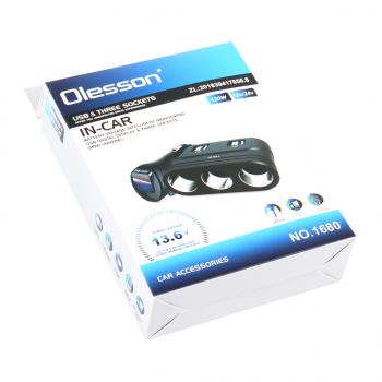 889 р. Разветвитель прикуривателя 3-х гнездовой 12-24V 2USB OLESSON OLESSON no.1680  с доставкой в г. Пермь. Увеличить фотографию 5