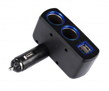 399 р. Разветвитель прикуривателя 2-х гнездовой 12-24V 2USB OLESSON OLESSON no.1637  с доставкой в г. Пермь. Увеличить фотографию 3