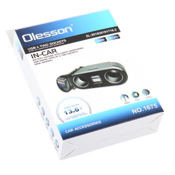 679 р. Разветвитель прикуривателя 2-х гнездовой 12-24V 2USB OLESSON OLESSON no.1675  с доставкой в г. Пермь. Увеличить фотографию 4