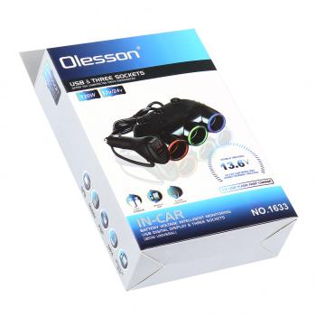869 р. Разветвитель прикуривателя 3-х гнездовой 12-24V 1USB OLESSON OLESSON no.1633  с доставкой в г. Пермь. Увеличить фотографию 3