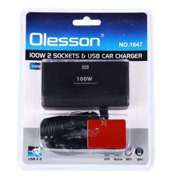 299 р. Разветвитель прикуривателя 2-х гнездовой 12-24V 2USB OLESSON OLESSON no.1647  с доставкой в г. Пермь. Увеличить фотографию 1