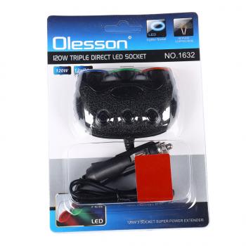 359 р. Разветвитель прикуривателя 3-х гнездовой 12-24V OLESSON OLESSON no.1632  с доставкой в г. Пермь. Увеличить фотографию 3