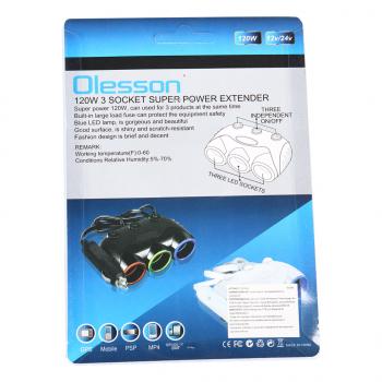 359 р. Разветвитель прикуривателя 3-х гнездовой 12-24V OLESSON OLESSON no.1632  с доставкой в г. Пермь. Увеличить фотографию 4