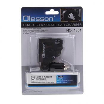469 р. Разветвитель прикуривателя 1-но гнездовой 12-24V 2USB OLESSON OLESSON no.1351  с доставкой в г. Пермь. Увеличить фотографию 1