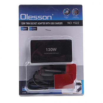 329 р. Разветвитель прикуривателя 2-х гнездовой 12-24V 1USB OLESSON OLESSON no.1522  с доставкой в г. Пермь. Увеличить фотографию 2