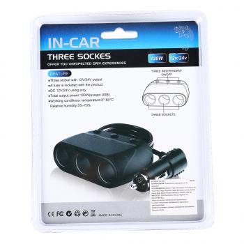 369 р. Разветвитель прикуривателя 3-х гнездовой 12-24V IN-CAR IN-CAR no.1519  с доставкой в г. Пермь. Увеличить фотографию 2