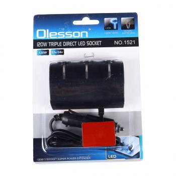 287 р. Разветвитель прикуривателя 3-х гнездовой 12-24V OLESSON OLESSON no.1521  с доставкой в г. Пермь. Увеличить фотографию 3