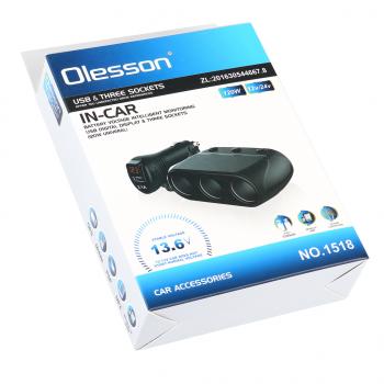 889 р. Разветвитель прикуривателя 3-х гнездовой 12-24V 1USB OLESSON OLESSON no.1518  с доставкой в г. Пермь. Увеличить фотографию 3