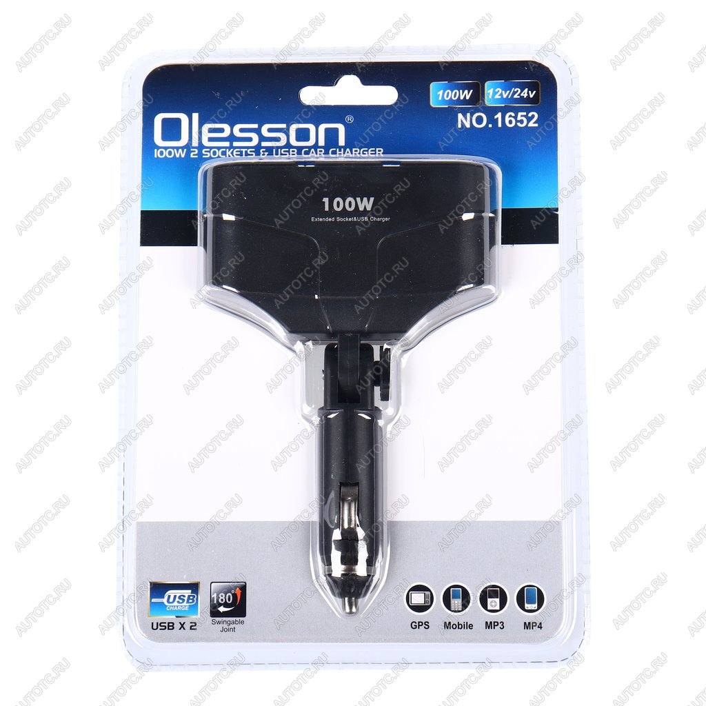 299 р. Разветвитель прикуривателя 2-х гнездовой 12-24V 2USB OLESSON OLESSON no.1652  с доставкой в г. Пермь