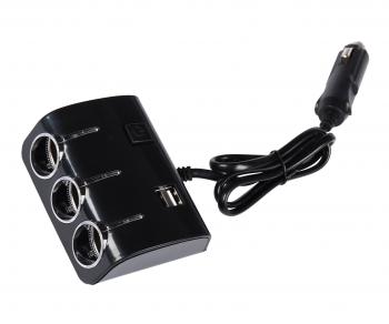 419 р. Разветвитель прикуривателя 3-х гнездовой 12-24V 2USB OLESSON OLESSON no.1506  с доставкой в г. Пермь. Увеличить фотографию 1