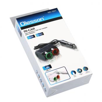 273 р. Разветвитель прикуривателя 2-х гнездовой 12-24V 2USB OLESSON OLESSON no.1631  с доставкой в г. Пермь. Увеличить фотографию 3