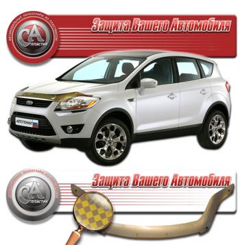 2 479 р. Дефлектор капота CA-Plastic  Ford Kuga  1 (2008-2013) (серия Шелкография золото)  с доставкой в г. Пермь. Увеличить фотографию 2