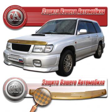 2 159 р. Дефлектор капота CA-Plastiс  Subaru Forester  SF (1997-2000) дорестайлинг (серия Шелкография медь)  с доставкой в г. Пермь. Увеличить фотографию 2