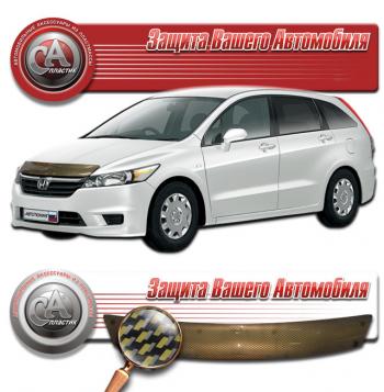 Дефлектор капота CA-Plastiс Honda Stream  2 RN6,RN7, RN8, RN9 (2006-2014) дорестайлинг, рестайлинг (серия Шелкография карбон золото)