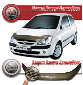  Дефлектор капота CA-Plastiс Hyundai Getz  TB (2005-2011) хэтчбэк 3 дв. рестайлинг (серия Шелкография карбон золото)