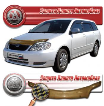Дефлектор капота CA-Plastiс Toyota Corolla Fielder  E120 (2000-2004) универсал дорестайлинг, универсал 1-ый рестайлинг (серия Шелкография карбон золото)