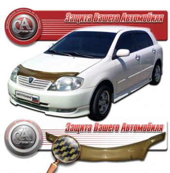 Дефлектор капота CA-Plastiс Toyota Corolla Runx  E120 (1999-2004) хэтчбэк 5 дв. дорестайлинг, хэтчбэк 5 дв. 1-ый рестайлинг (серия Шелкография карбон золото)